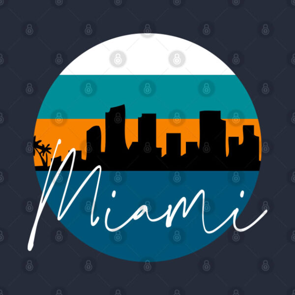 Miami Skyline Football Colors T Shirt 2