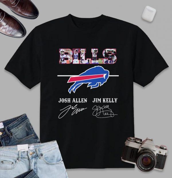 NFL Buffalo Bills T shirt Josh Allen And Jim Kelly Of Signatures