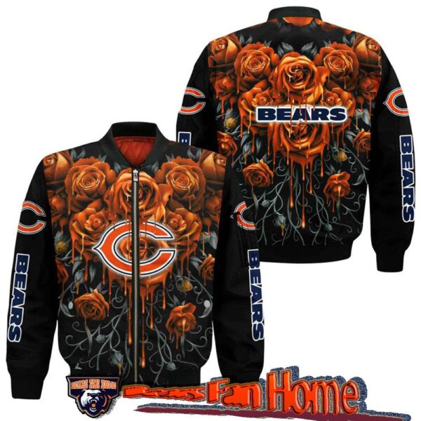 NFL chicago Bears vintage rose graphic bomber jacket for cheap