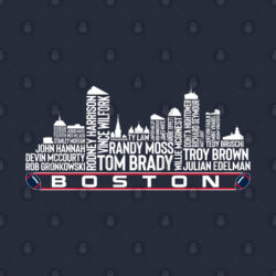 New England Football Team All Time Legends Boston City Skyline T Shirt 2
