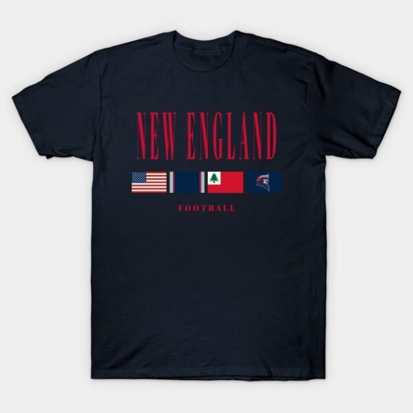 New England Football Vintage Flag v2 T Shirt 1