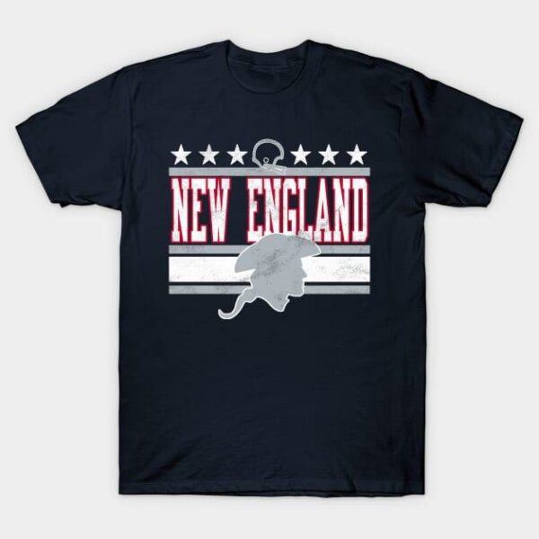 New England Football retro and distressed helmet and stripe T Shirt 1 1
