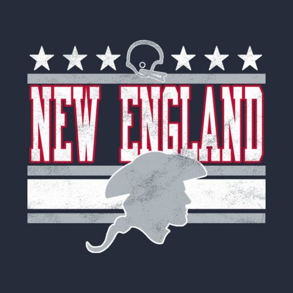 New England Football retro and distressed helmet and stripe T Shirt 2 1