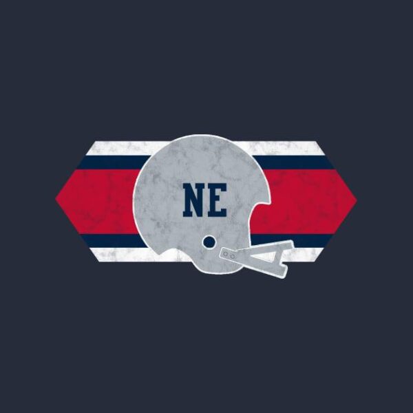 New England Football retro and distressed helmet and stripe T Shirt 2