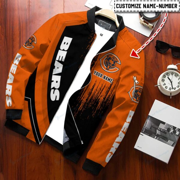 New Orange chicago bears nfl Bomber jackets custom name 3d for cheap 1