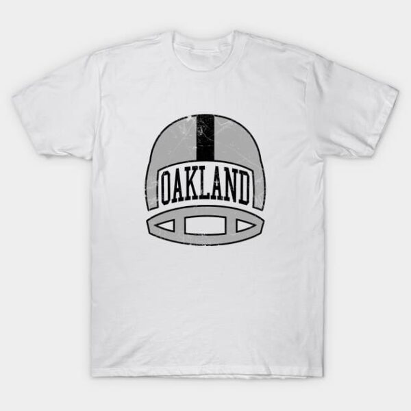 Oakland Retro Helmet White T Shirt 1