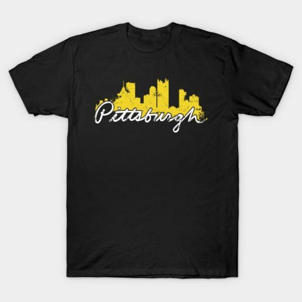 Pittsburgh Cursive Skyline T Shirt 1