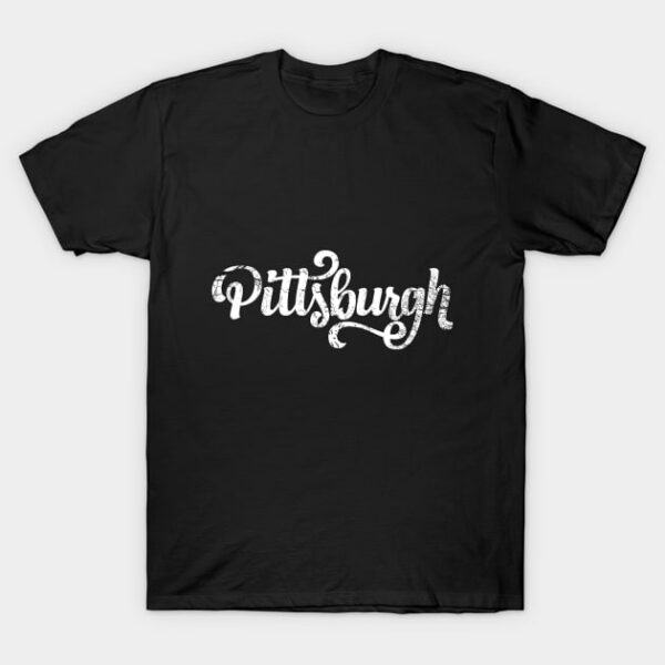 Pittsburgh Distressed Script T Shirt 1