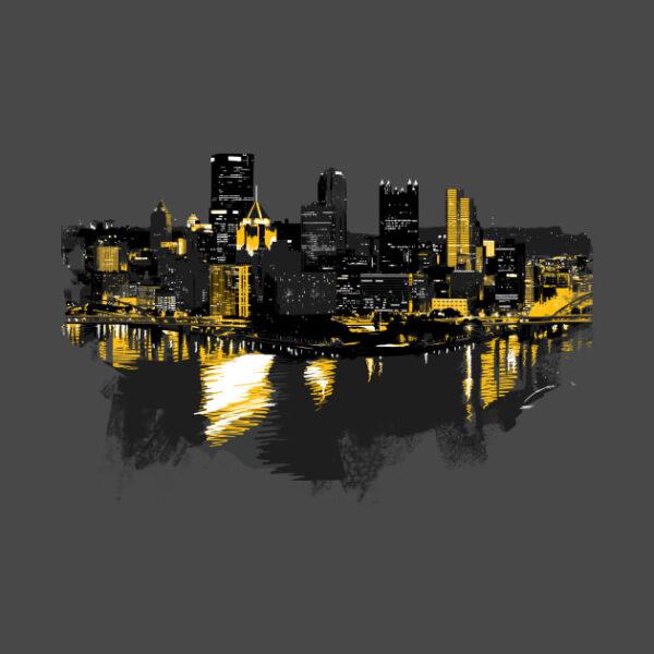 Pittsburgh Downtown Skyline Digital Painting T Shirt 2