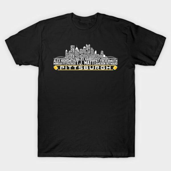 Pittsburgh Football Team 23 Player Roster Pittsburgh City Skyline T Shirt 1