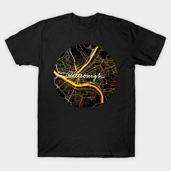 Pittsburgh Map Black and Yellow T Shirt 1