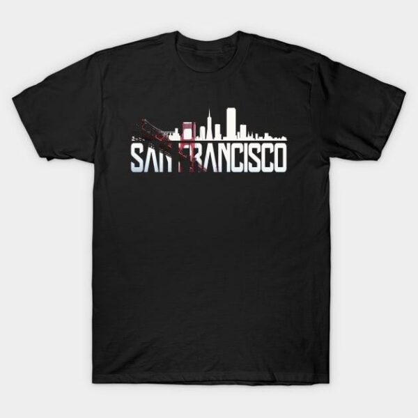 San Francisco Skyline Golden Gate Brigde California Gift SFO T Shirt 1