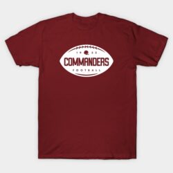 Vintage Football Shape - Washington Commanders (White Commanders Wordmark) T-Shirt