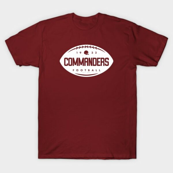 Vintage Football Shape Washington Commanders White Commanders Wordmark T Shirt 1