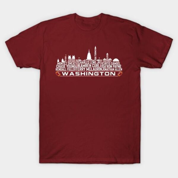 Washington Football Team 23 Player Roster Washington DC Skyline T Shirt 1