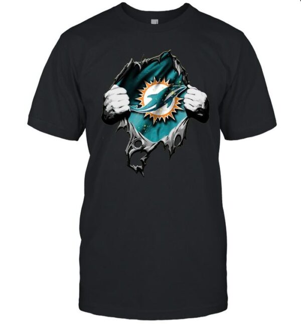 miami-dolphins open shirt style super man t-shirt custom