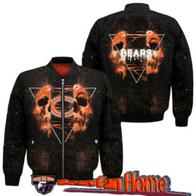 nfl Chicago Bears bomber jacket skull 3d custom for fan