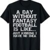 A Day without Fantasy Football is Like JK I Have No Idea T Shirt