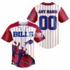 Buffalo Bills 3D Baseball Jersey Nfl fire ball Mascot custom name Buffalo Bills 3D Baseball Jersey Nfl fire ball Mascot custom name