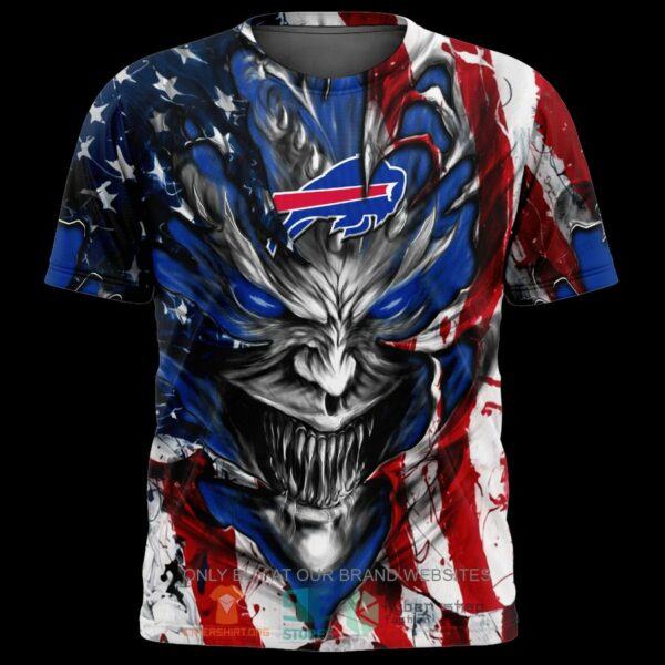 Buffalo Bills AFC Evil Demon US Flag Custom all over 3D T shirt for fan nfl