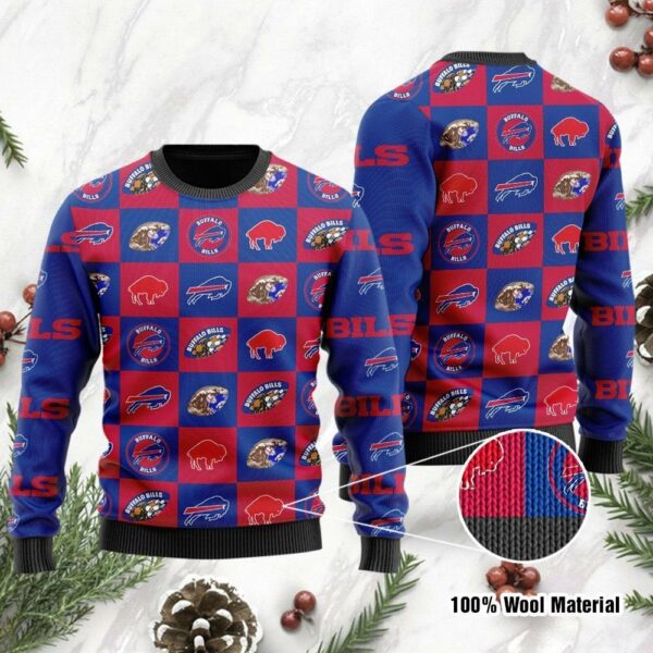 Buffalo Bills American Football Pattern Christmas Ugly Sweater Buffalo Bills Ugly Christmas Sweater
