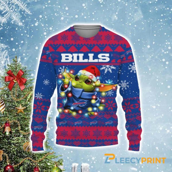 Buffalo Bills Baby Yoda Star Wars Christmas Light Up Ugly Sweater Buffalo Bills Christmas Sweater