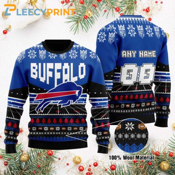 Buffalo Bills Custom Name Ugly Christmas Sweater Personalized Buffalo Bills Ugly Sweater