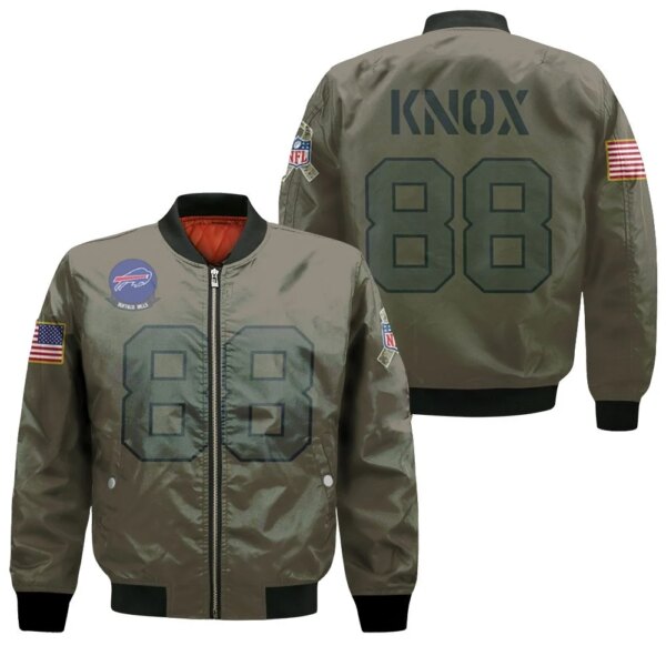 Buffalo Bills Dawson Knox 88 Nfl Great Player Camo 2019 Salute To Service Custom 3d Designed Allover Custom Gift For Bills Fans Bomber Jacket