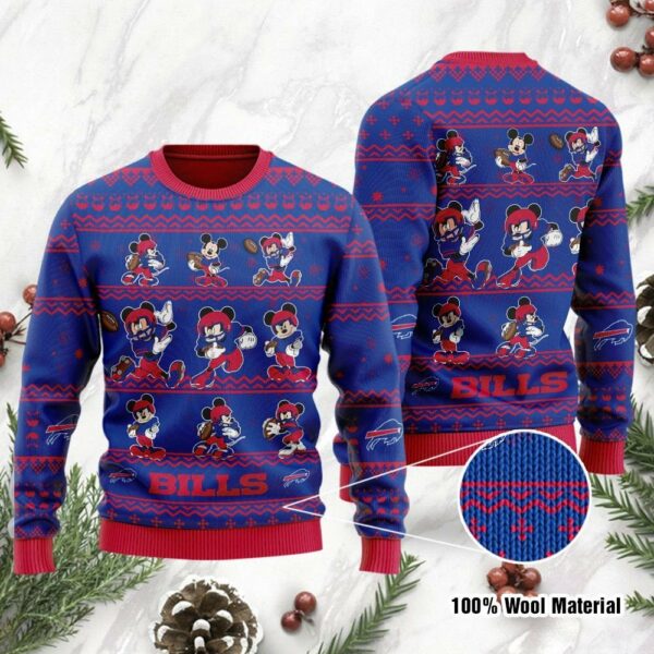 Buffalo Bills Gifts Mickey Mouse Player Christmas Ugly Sweater Buffalo Bills Christmas Sweater