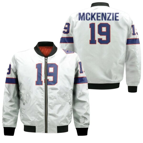 Buffalo Bills Isaiah Mckenzie 19 Great Player Nfl American Football Team White Vintage 3d Designed Allover Gift For Bills Fans Bomber Jacket