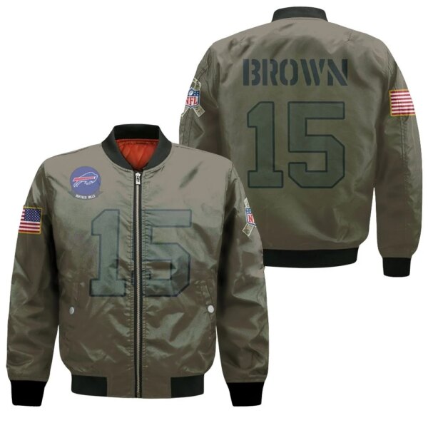 Buffalo Bills John Brown 15 Nfl Great Player Camo 2019 Salute To Service Custom 3d Designed Allover Custom Gift For Bills Fans Bomber Jacket