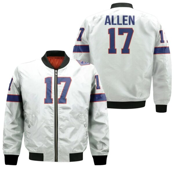 Buffalo Bills Josh Allen 17 Nfl Great Player American Football White Vintage 3d Designed Allover Gift For Bills Fans Bomber Jacket