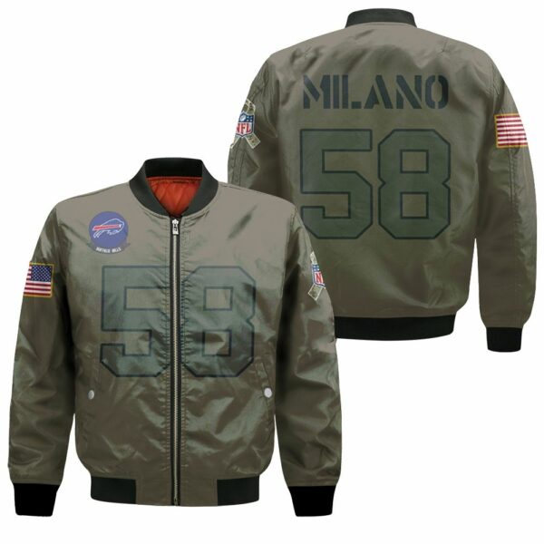Buffalo Bills Matt Milano 58 Nfl Great Player Camo 2019 Salute To Service Custom 3d Designed Allover Custom Gift For Bills Fans Bomber Jacket