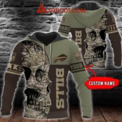 Buffalo Bills NFL Camouflage Veterans Skull Personalized Hoodie for fan