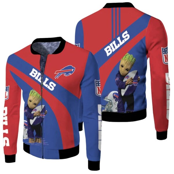 Buffalo Bills Nfl Groot Hugs Buffalo Bills Ball 2020 Nfl Season Fleece Bomber Jacket