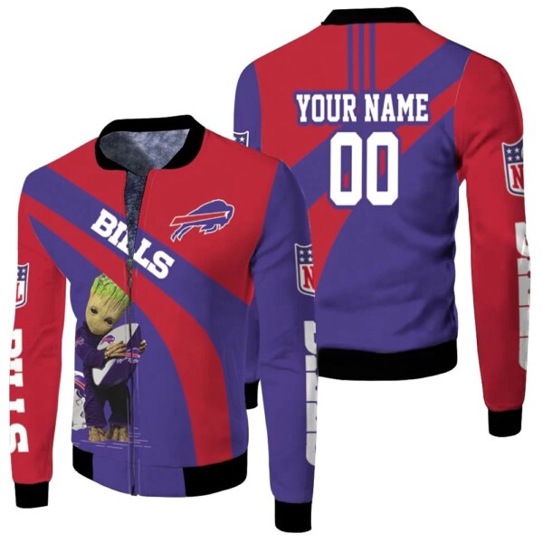 Buffalo Bills Nfl Groot Hugs Buffalo Bills Ball 2020 Nfl Season Personalized Fleece Bomber Jacket