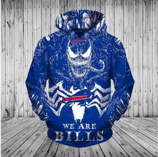 Buffalo Bills Nfl Venom Movie Skull 3D Hoodie navy color for fan