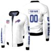 Buffalo Bills Nfl White Jersey Style Personalized Fleece Bomber Jacket Buffalo Bills Nfl White Jersey Style Personalized Fleece Bomber Jacket