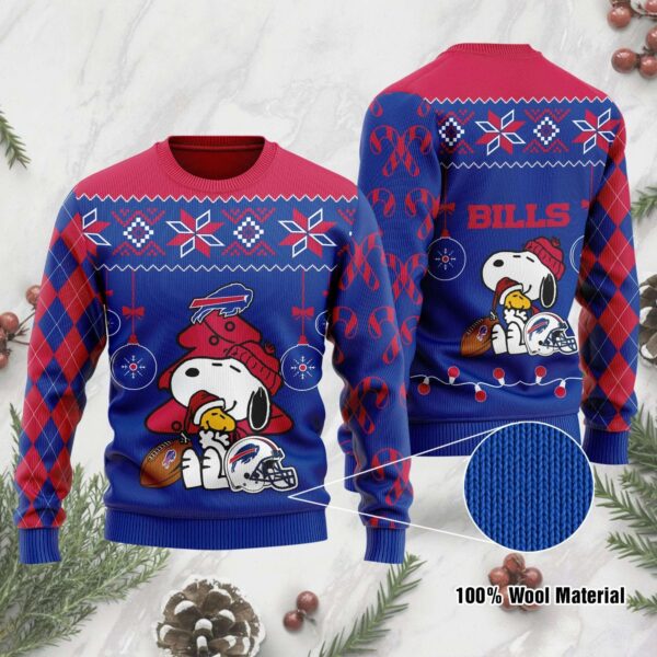 Buffalo Bills Snoopy And Woodstock Christmas Ugly Sweater Buffalo Bills Ugly Sweater