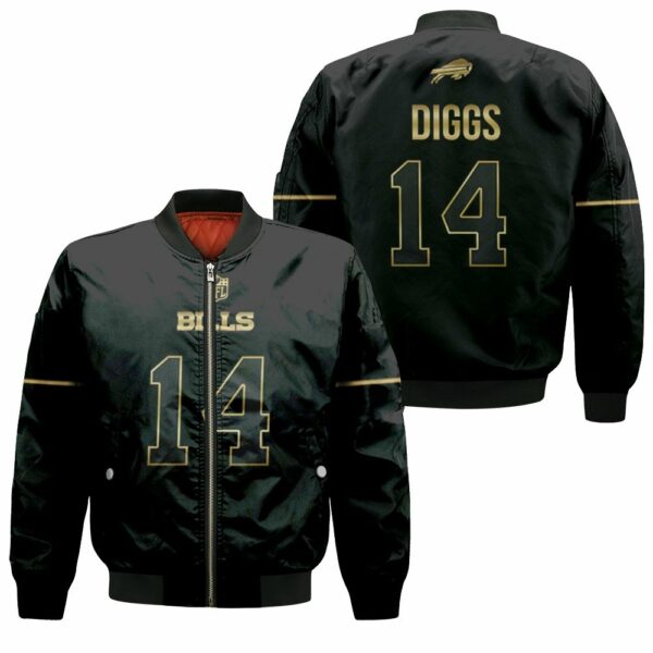 Buffalo Bills Stefon Diggs 14 Great Player Nfl Black Golden Edition Vapor Limited Jersey Style Gift For Bills Fans Bomber Jacket