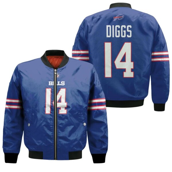 Buffalo Bills Stefon Diggs 14 Nfl Legend Player American Football Game Royal 3d Designed Allover Gift For Bills Fans Bomber Jacket