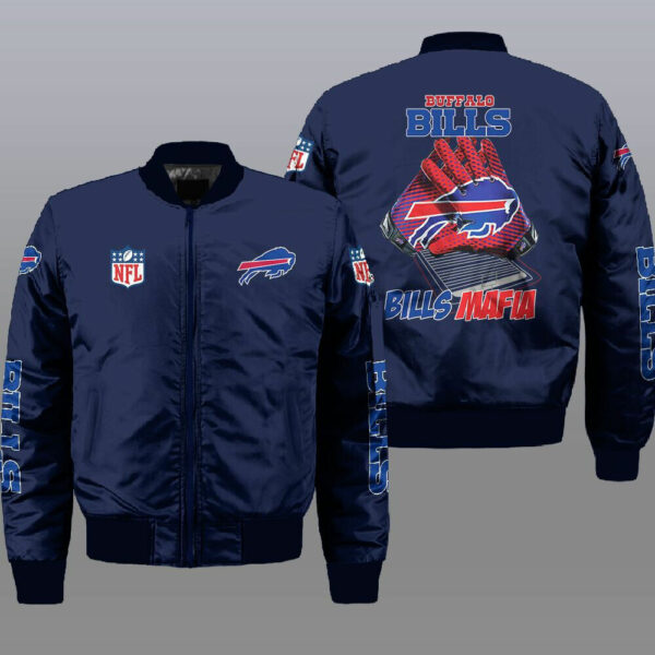 Buffalo Bills nfl 3D Bomber Jacket Military Flight Coat Thicken Zipper Outwear
