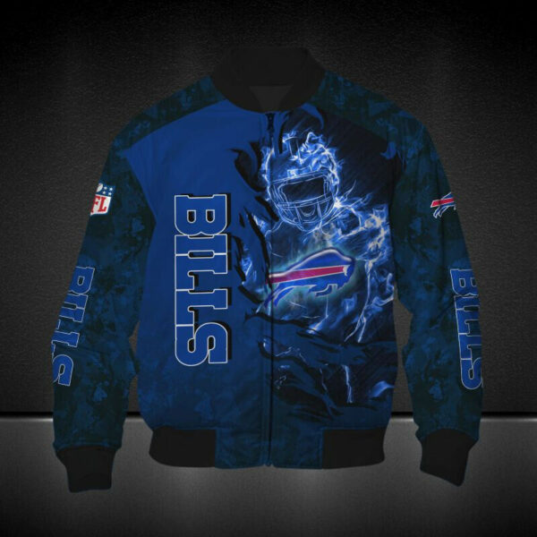 Buffalo Bills nfl 3D soul player halloween Bomber Jacket Football Flight Jacket Men Thicken Coat