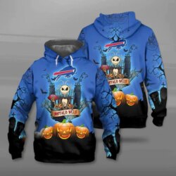 Buffalo Bills nfl Halloween Costume Hoodies Jack Skellington 3D Graphic for fan