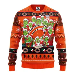 Chicago Bears 12 Grinch Xmas Day Ugly Christmas Sweater.