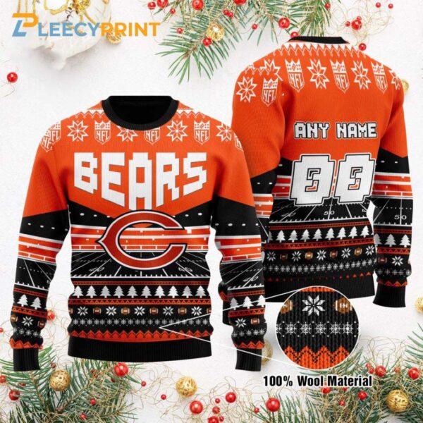 Chicago Bears Custom NFL Football Field Ugly Christmas Sweater Chicago Bears Ugly Christmas Sweater