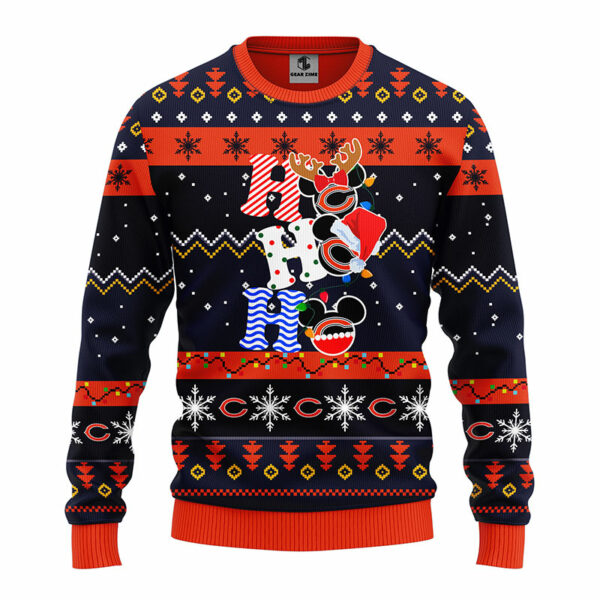Chicago Bears HoHoHo NFL Mickey Christmas Ugly Sweater Chicago Bears Christmas Sweater