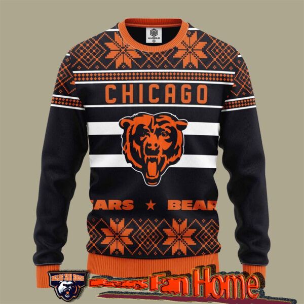 Chicago Bears Logo Ugly Sweater Gift for NFL Fan Chicago Bears Ugly Christmas Sweater