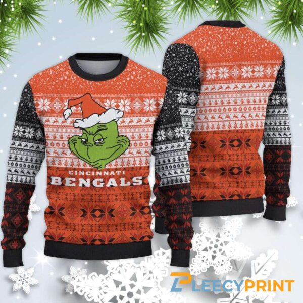 Cincinnati Bengals Christmas Grinch Ugly Sweater NFL Gifts Bengals Christmas Sweater