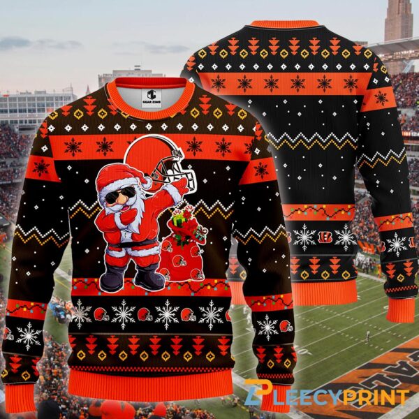 Cincinnati Bengals Dabbing Santa Claus NFL Christmas Ugly Sweater Bengals Christmas Sweater